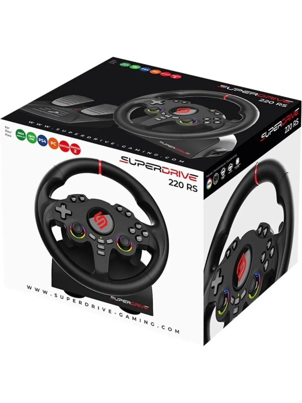 RGB Gaming Steering Wheel with Switch for PS4, Xbox & PC - Racing Accessory